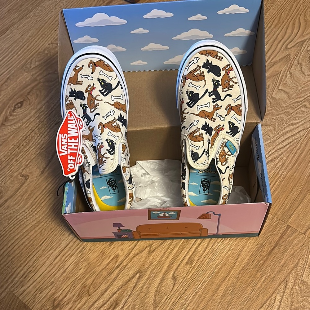 Vans Kids' Animal Print Slip-On Shoes - Cream
